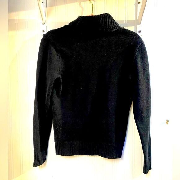 Lauren Ralph Lauren LRL Black Cotton Knit Sweater with Metal Clasp Sz S - Picture 6 of 6